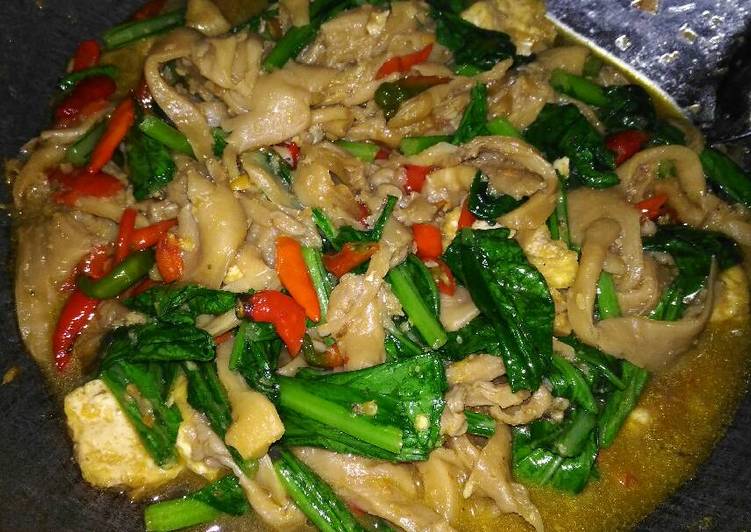 resep lengkap untuk Tumis jamur tiram sawi ijo+tahu