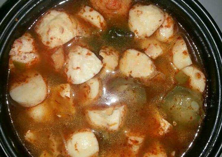 bahan dan cara membuat Shabu Bayam Thai Prawn (Chicken Soup)