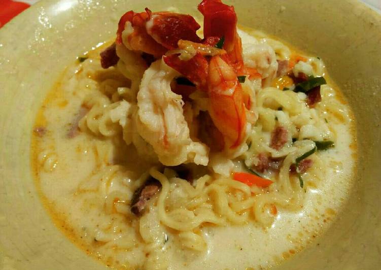 resep lengkap untuk Mie Kari Udang ala #MamahMaryam