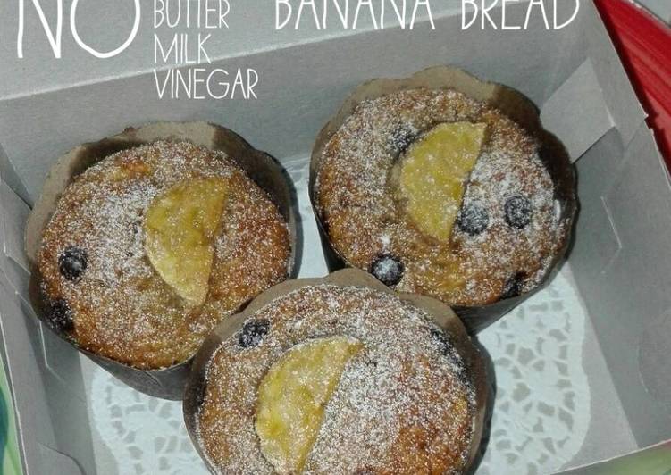 resep lengkap untuk Easy Simple Banana Bread (NO mixer, egg, milk, butter, vinegar)