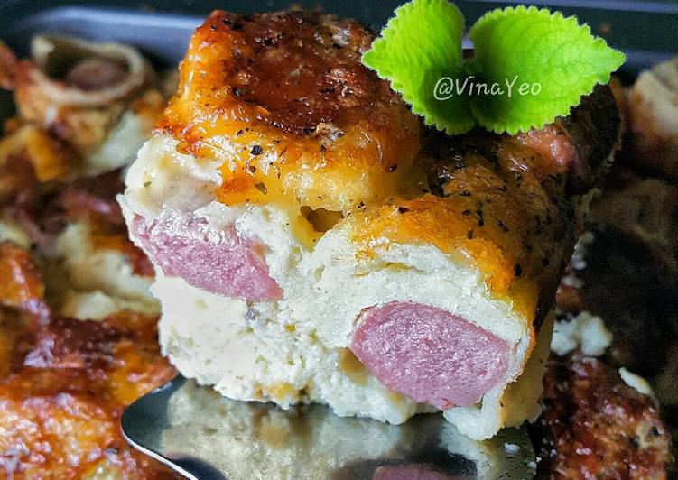 resep makanan Schotel Roti Tawar Sosis Mozzarella ??