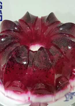 Puding Buah Naga Kombinasi Puding Susu Almond