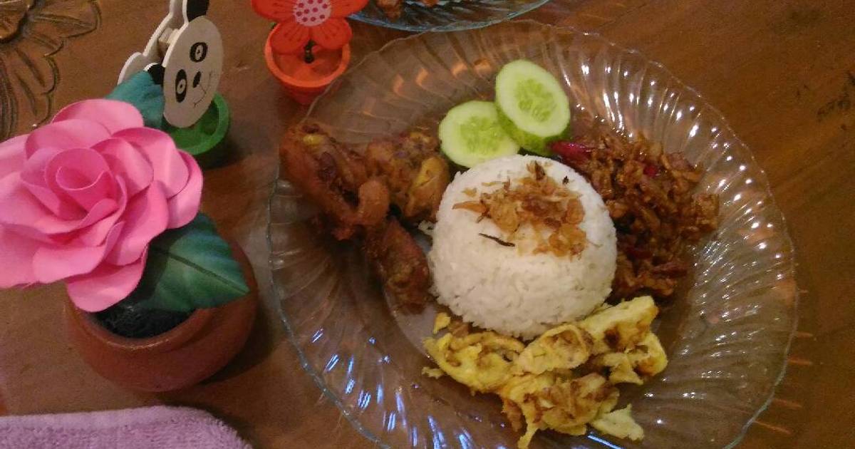  Resep  Nasi uduk rice  cooker  n kering tempe super endes 