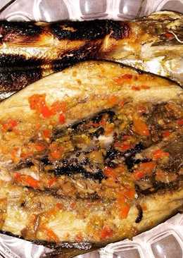 Ikan bandeng bakar teflon isi bumbu pedas