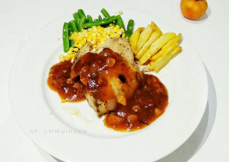 Resep Chicken Steak with Sauce BBQ By rifdahummuihsan