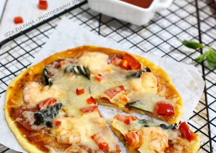 bahan dan cara membuat Eazy Prata Bread Cheese Pizza