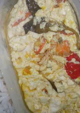 Brengkes tahu dan udang tanpa daun pisang