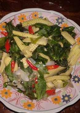 Tumis daun melinjo jagung muda