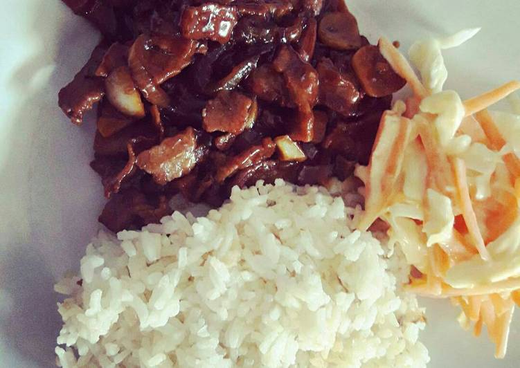 Resep Beef teriyaki dan salad Dari Enno Cho