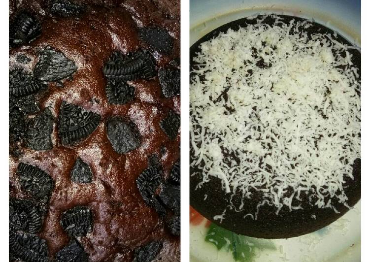 resep lengkap untuk Bronis kukus toping oreo n keju