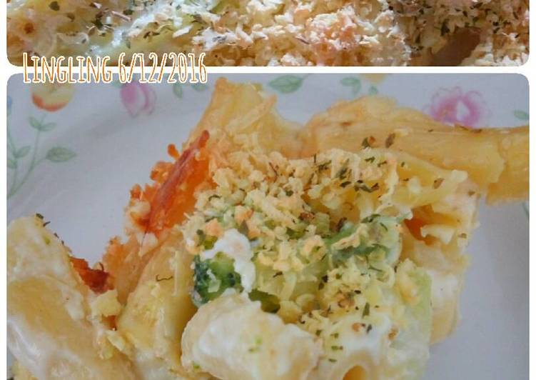 resep lengkap untuk Bake Salmon Brokoli Penne