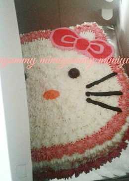 Cara menghias tart hello kitty