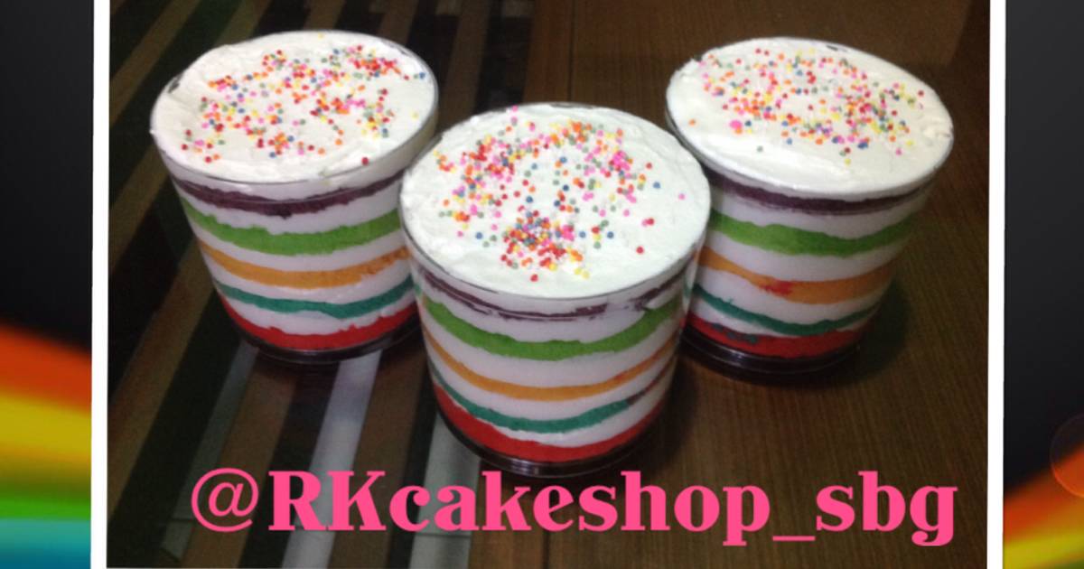 Resep Rainbow cake in jar Resep Rainbow cake in jar
