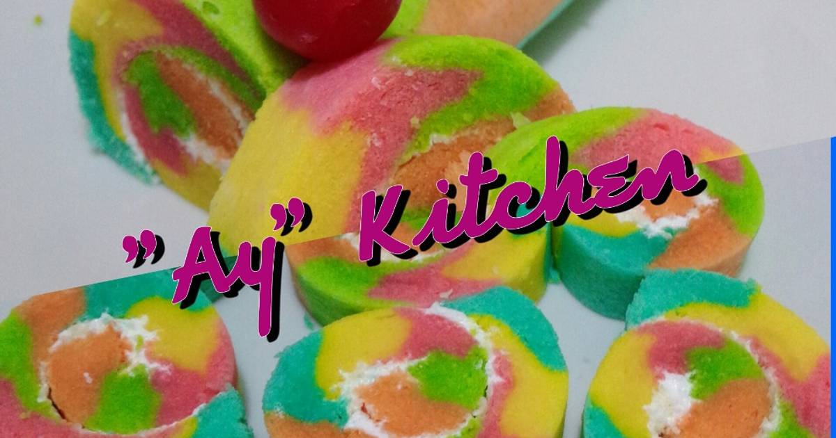 Resep BolKus Rainbow Gulung 🍥🌈 Resep BolKus Rainbow Gulung 🍥🌈