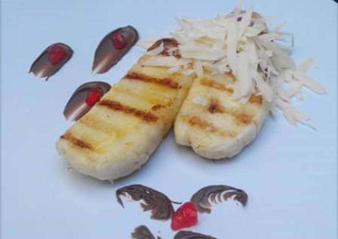 pisang bakar dengan white chocolate
