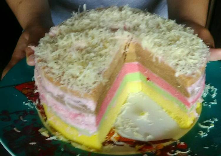 resep lengkap untuk Rainbow cake kukus