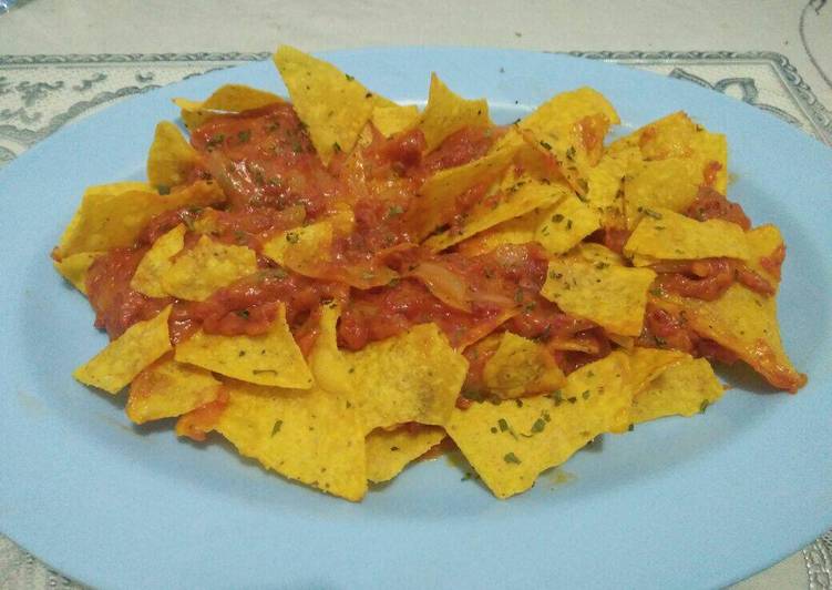 resep lengkap untuk Nachos keju mozarella