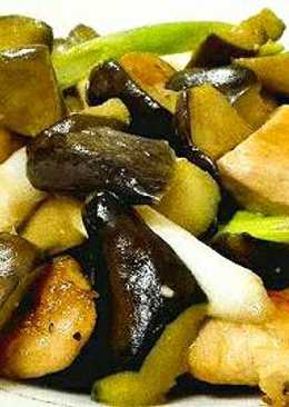 Tumis terong ayam madu saus tiram