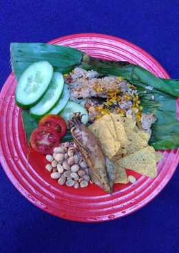 Nasi bakar bakso jagung manis + cumi