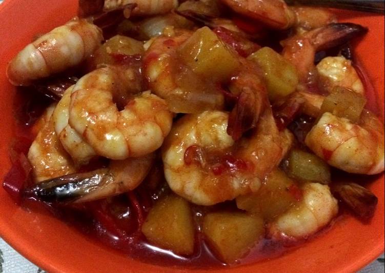 resep lengkap untuk Udang saos padang pedess