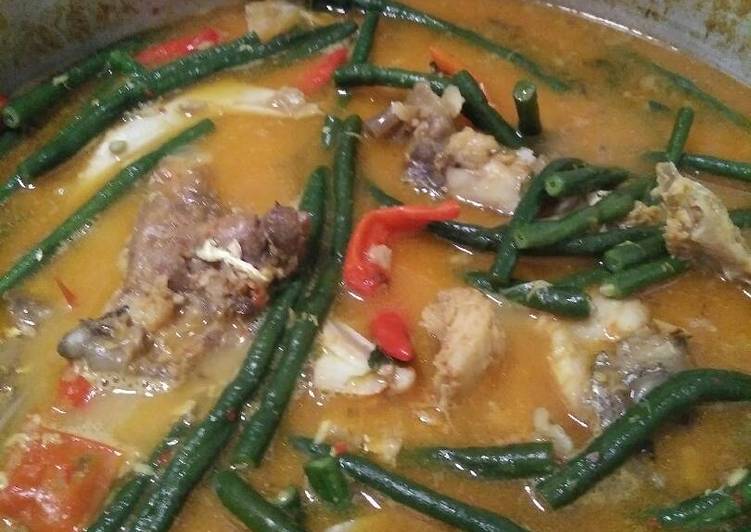 bahan dan cara membuat Gulai kacang panjang kepala kakap