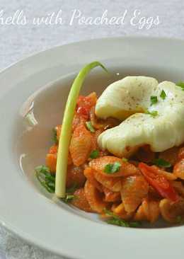 Spicy Pasta Shells with Poached Eggs