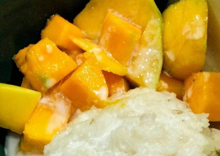 bahan dan cara membuat Mango sticky rice