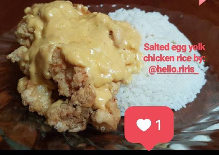 bahan dan cara membuat Salted egg yolk chicken rice