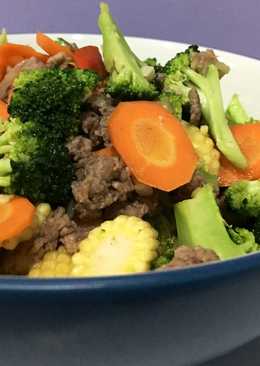 Brokoli cah daging cincang