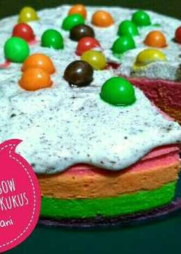 Bolu Rainbow Simpel Pake Putih Telur Kukus No Oven