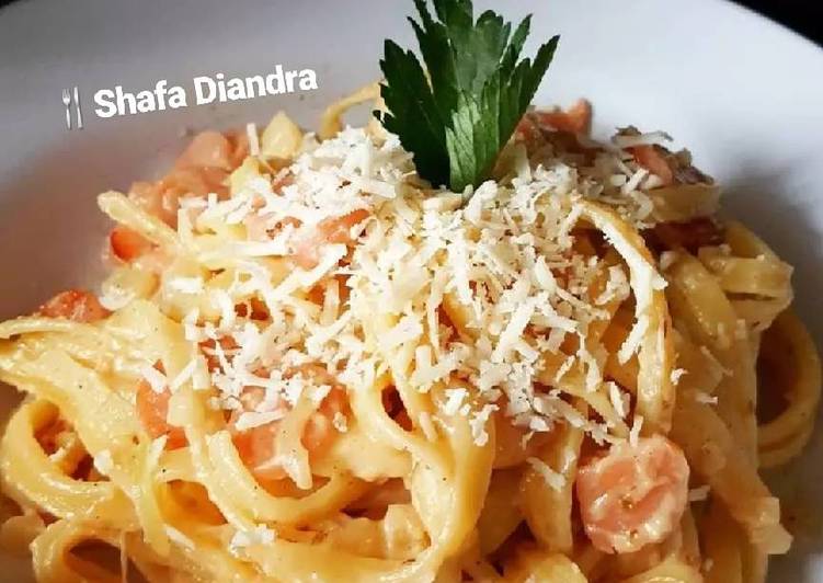 bahan dan cara membuat Fettuccine Carbonara????