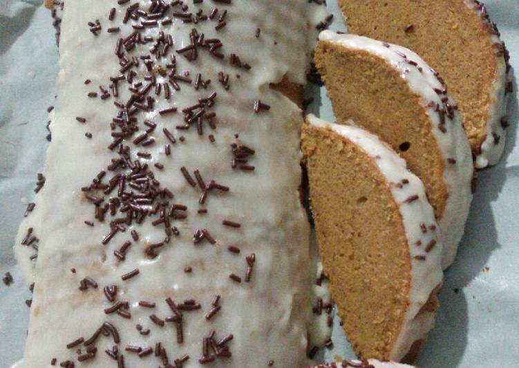 resep lengkap untuk Bolu Jerman rasa mocca disiram lemon glaze