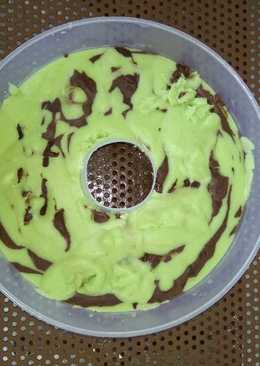 Puding roti tawar pandan coklat