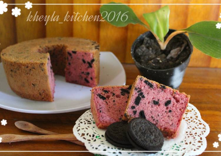 resep masakan Cake Nutrijell  - Strawberry oreo mirip chiffon (bolu nutrijell)