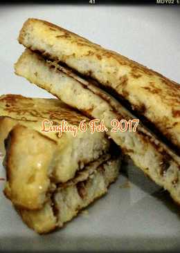 French Toast Nutella Cheese Tawar lapis Telur isi nutella keju