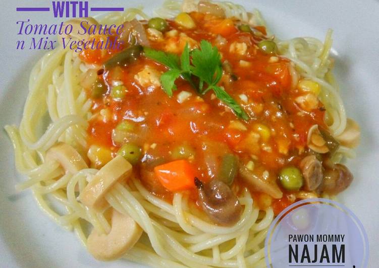 resep makanan Spaghetti with Tomato Sauce n mix vegetable aka bolognaise ??