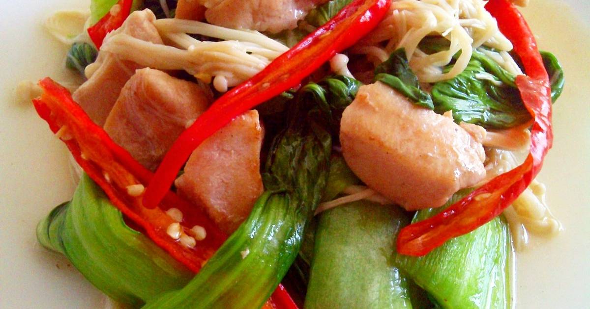 Resep Tumis Pokcoy Ayam Jamur ala Widya AP