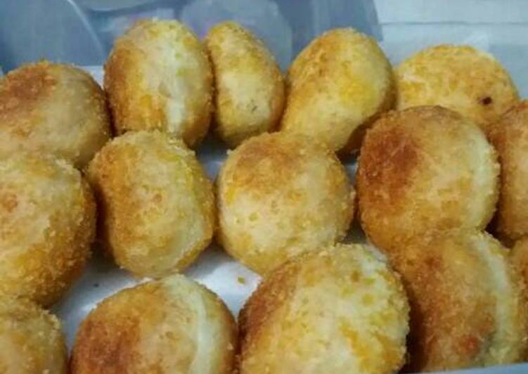 resep lengkap untuk Roti goreng isi abon ikan tanpa telur tanpa proofing