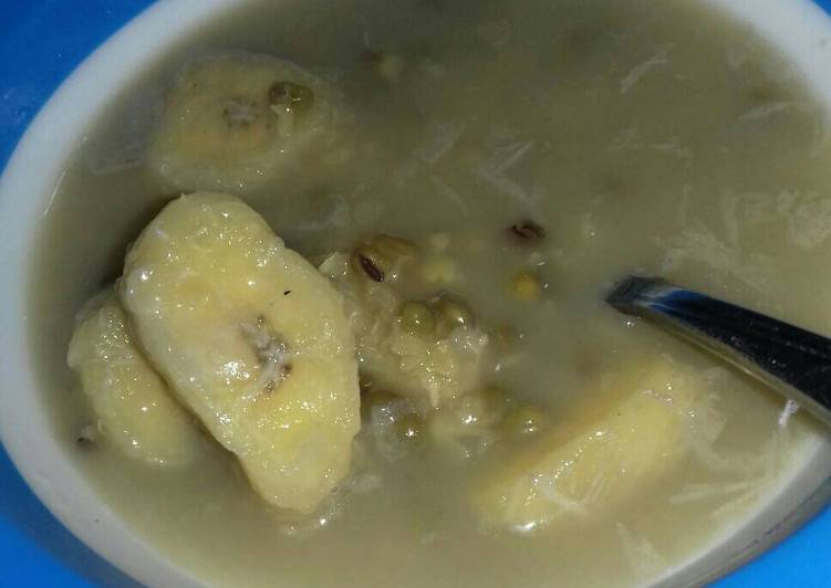 bahan dan cara membuat Kolak pisang kajo (kacang ijo)