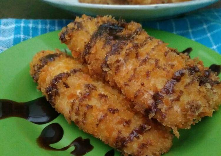 bahan dan cara membuat Pisang goreng krispi coklat