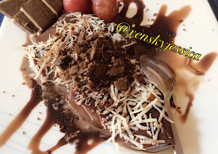 resep Puding Cokelat Keju dan biskuit banana 