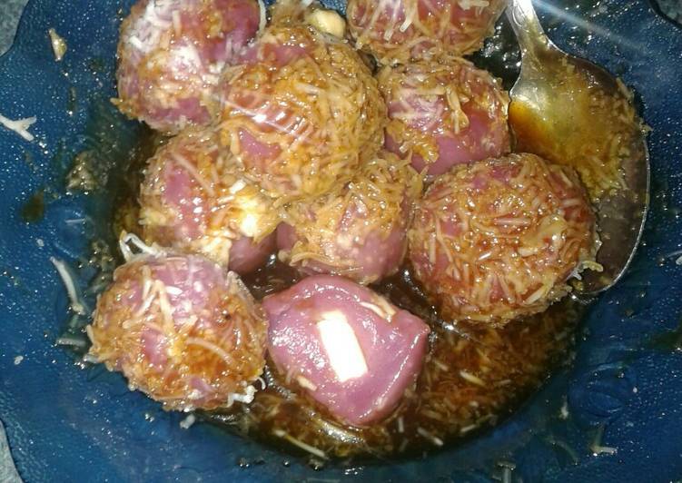 Kelepon keju saos kinca recipe main photo