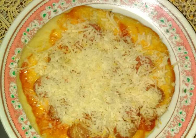 resep makanan Pizza Teflon Manis Topping Sosis Keju