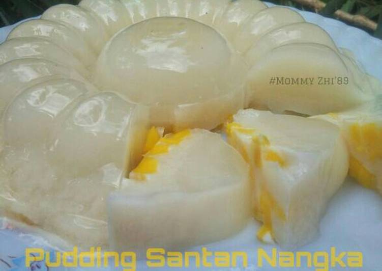 bahan dan cara membuat Puding Nangka Santan Bubuk