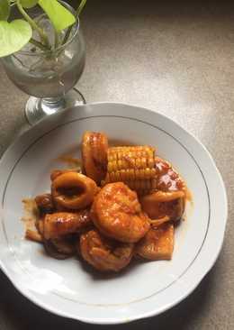 Cumi Udang saus Pedas