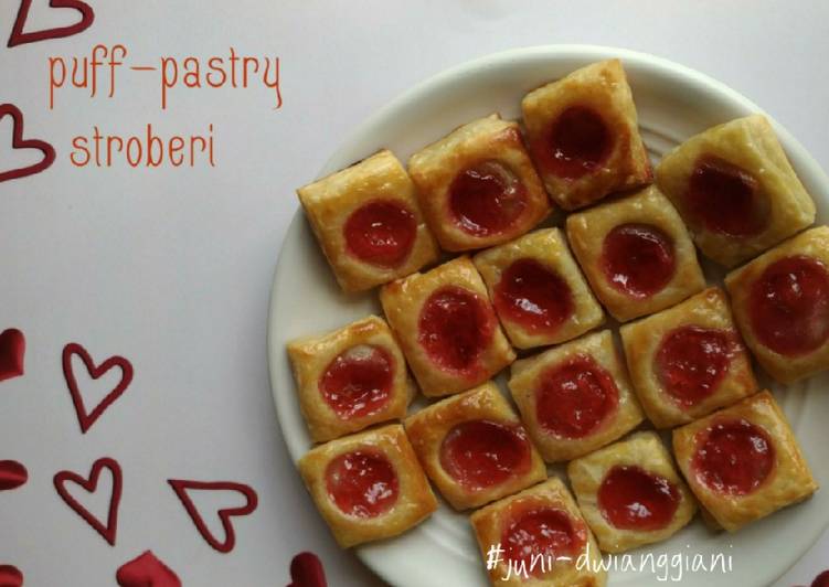 bahan dan cara membuat Puff pastry stroberi