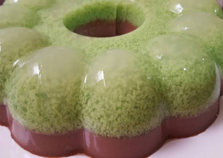 gambar untuk resep Pudding lumut pandan chocolate