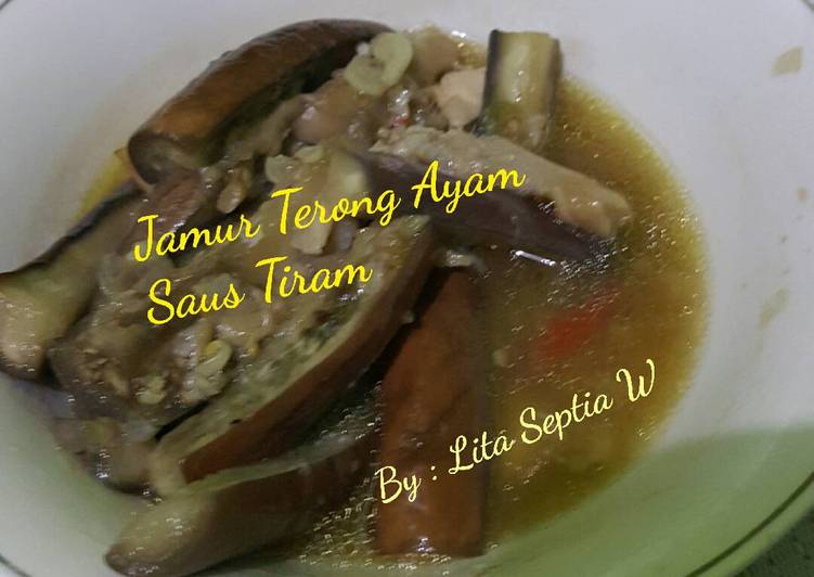 bahan dan cara membuat Jamur Terong Ayam Saus Tiram