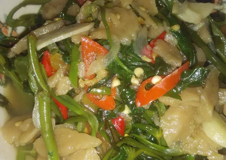 resep masakan Tumis kangkung bakso special