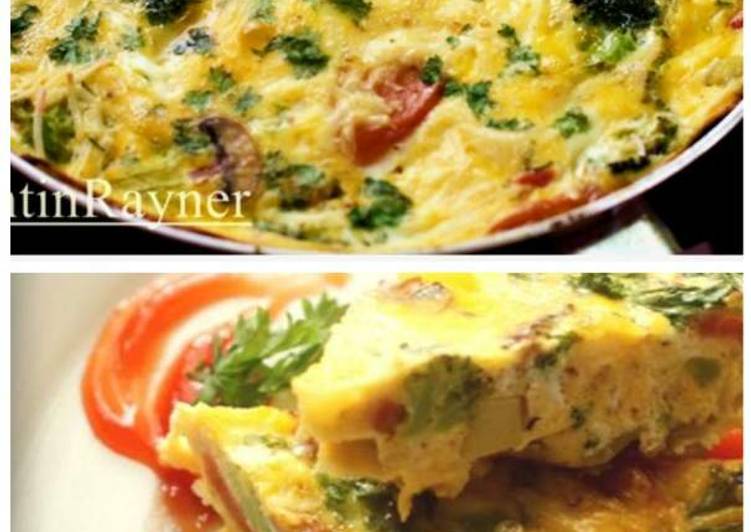 resep makanan Frittata Brokoli,Sosis,Jamur dan Keju - Italian Omelete